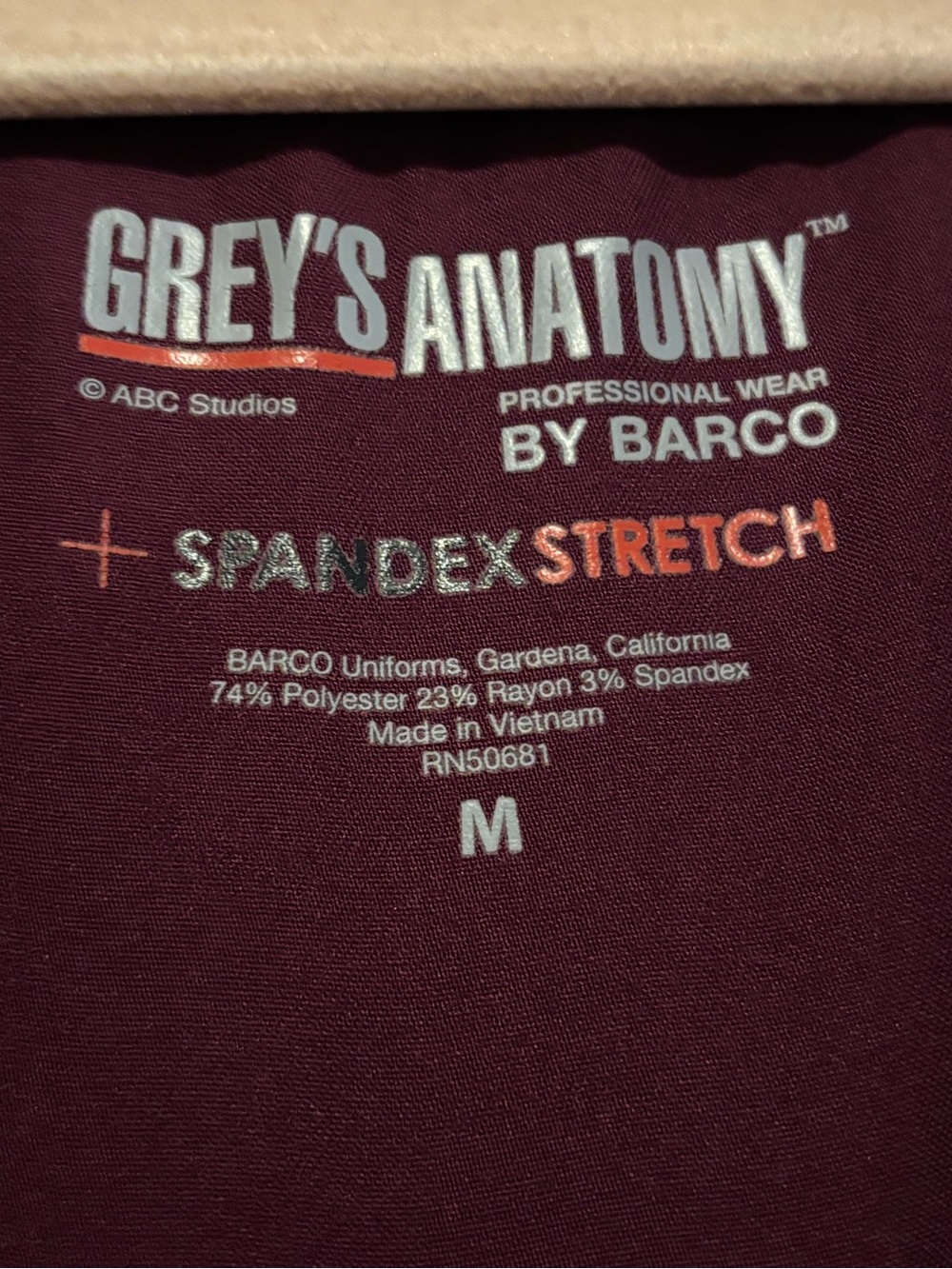 Grey's Anatomy Maroon Spandex Stretch Scrub jacket - Picture 2 of 5